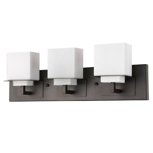 Rampart 3-Light Oil-Rubbed Bronze Vanity Light With Etched Glass