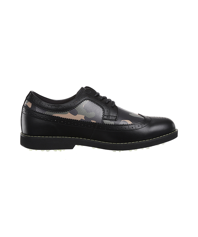 Men's Camo Wingtip Brogue Shoes - Black